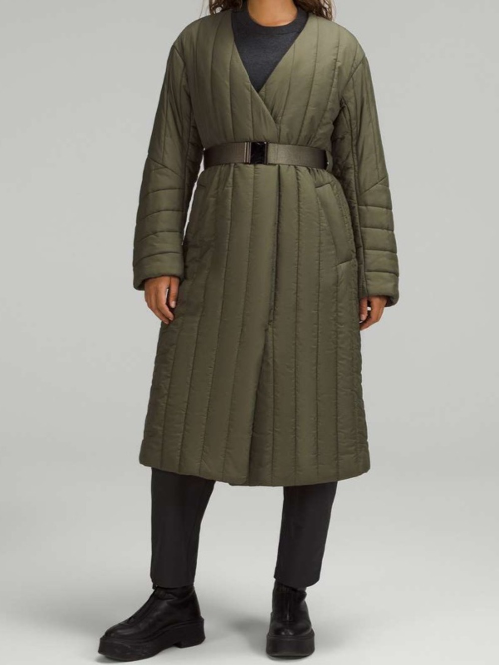 Lululemon Belted Long Insulated Jacket — Olive